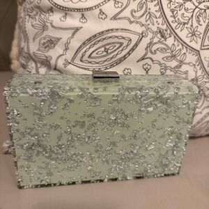 Pastel Green and Metallic Clutch
